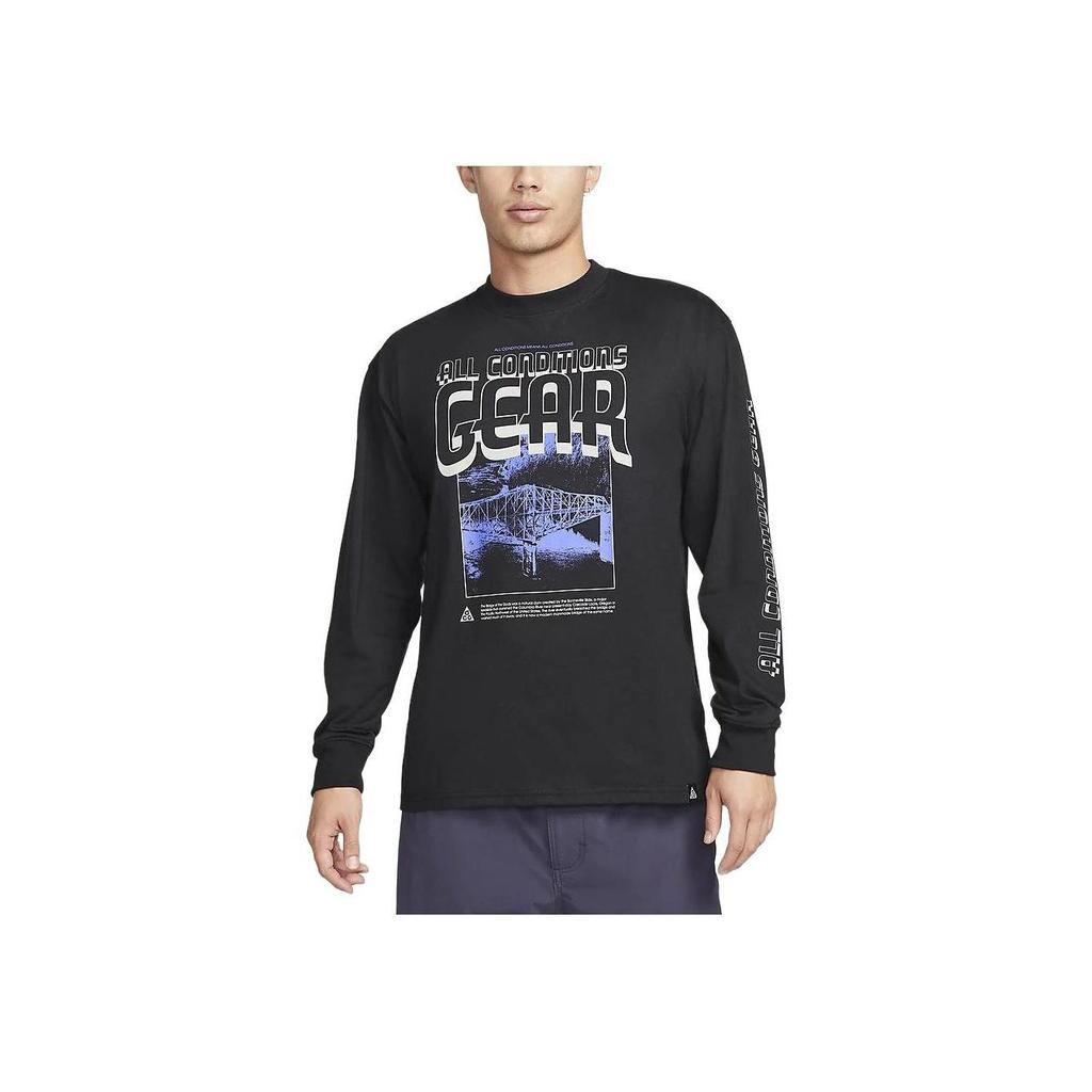 Nike Maglietta casual a maniche lunghe girocollo con stampa ACG Uomo Top Nero FQ3730-010