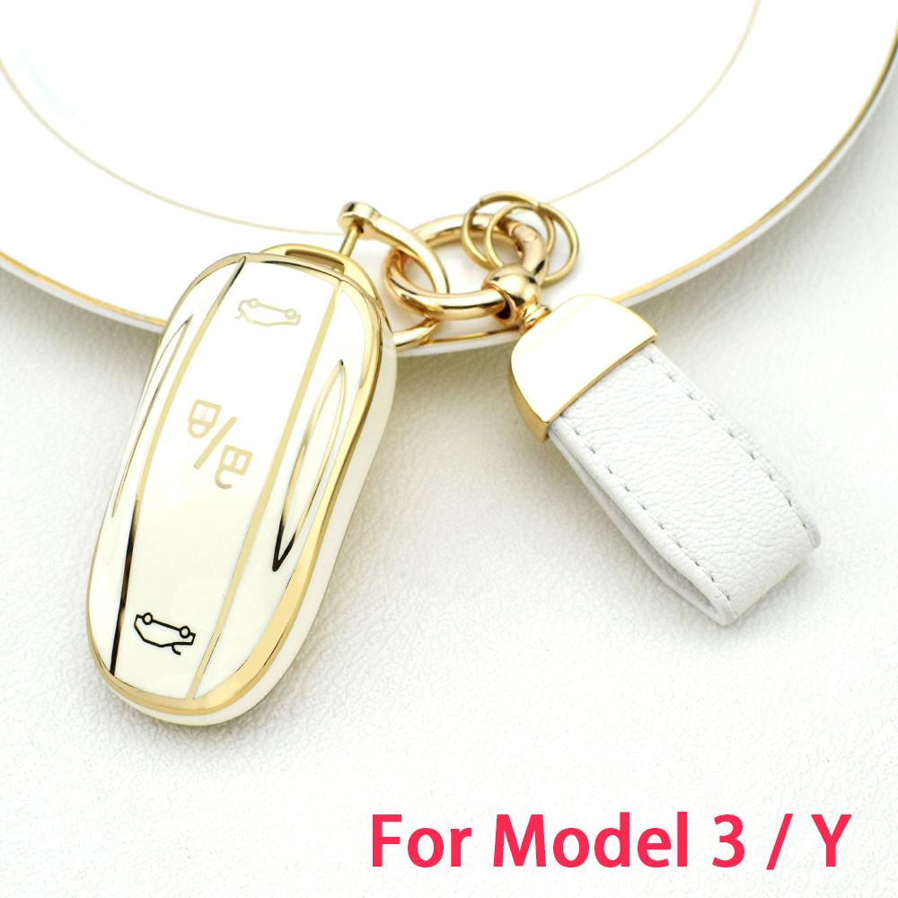 TPU Car Smart Key Case Cover For Tesla Model 3 Model X Model S Model Y Bag Protector Fob Band Shell Holder Keychain Accessories