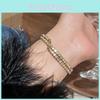 Geometric Double Layer Diamond Embellished Adjustable Bracelet For Stylish Office Wear