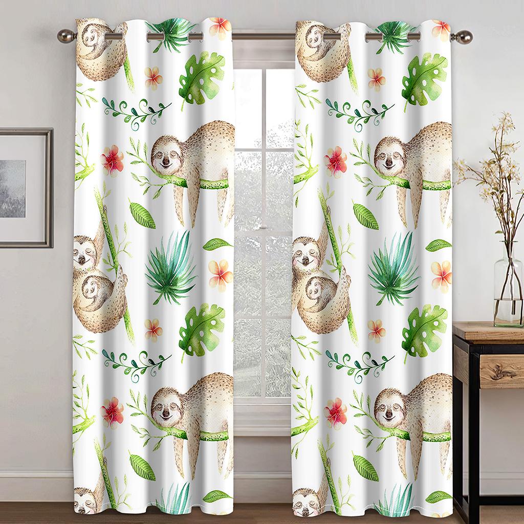 3D Rainbow Søt Koala Billig tegneserie Barne tynne vindusgardiner for jenter Gutter Stue Soverom Dekor 2 Paneler