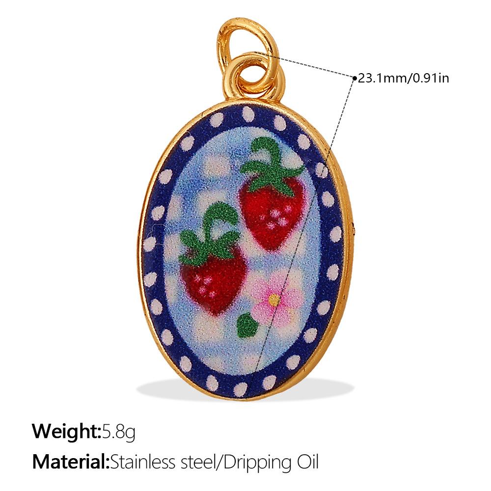 Fashion Enamel Round Brand Pendant Mama Strawberry Love Shape Exquisite Small Pendant