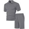 Summer Men's Casual T-shirt Suit Lapel Short-sleeved Shorts 2-piece Set