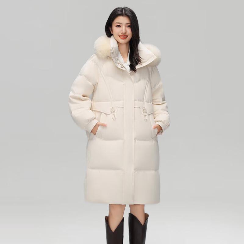 Xuezhongfei Women's Mid-Length Hooded Down Jacket