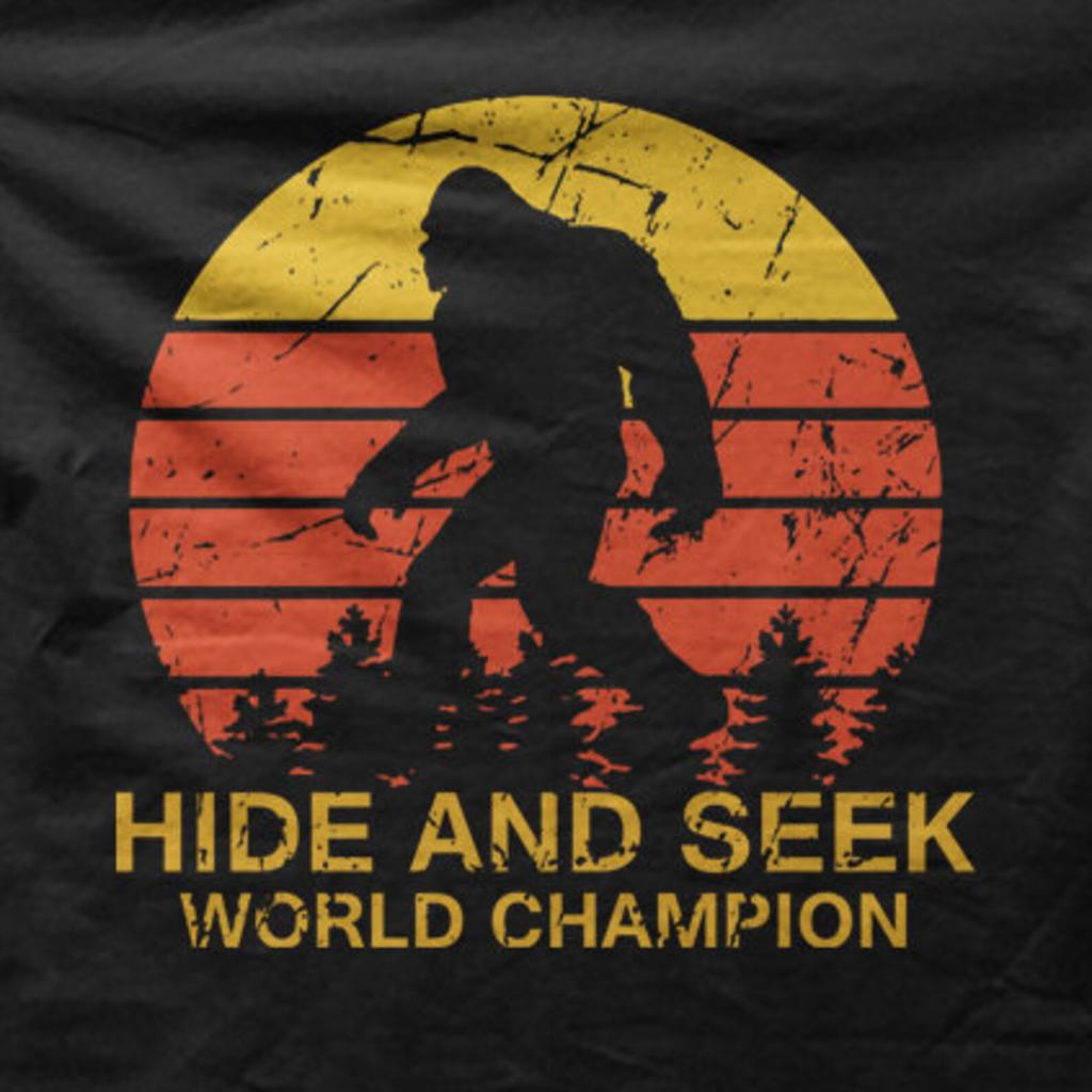 Sasquatch Bigfoot Hide and Seek world champion black with red t-shirt 9032