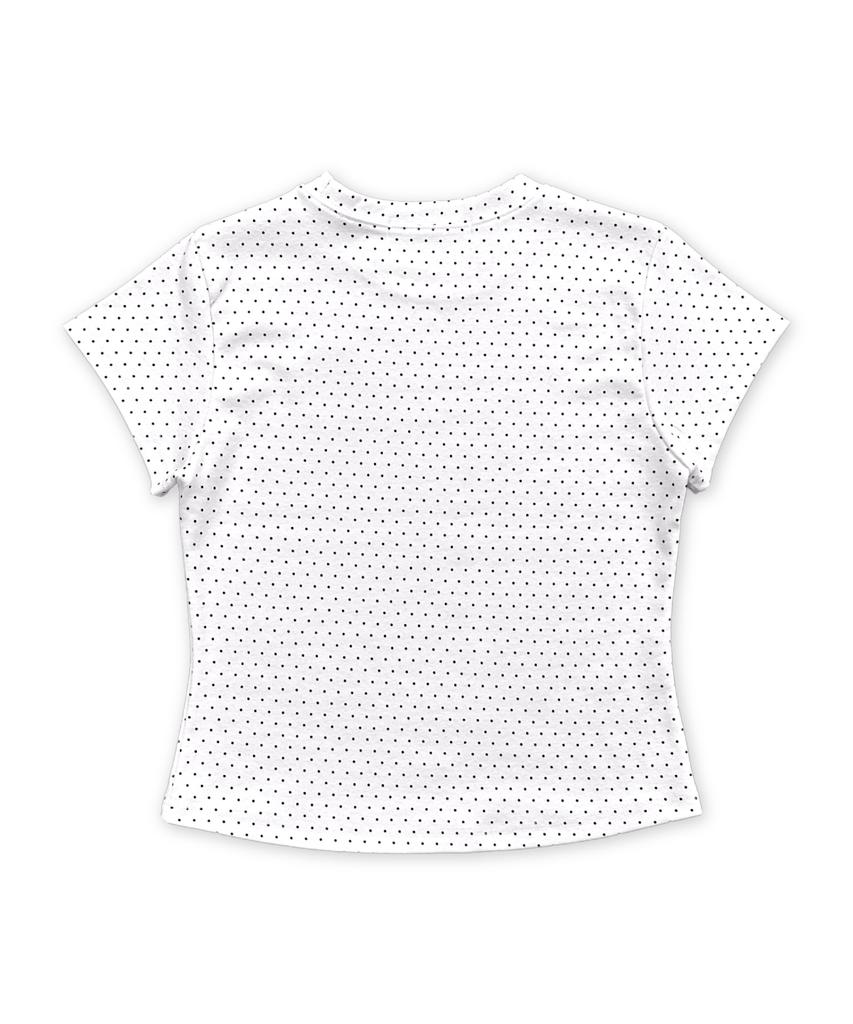 Damiswi Flower Symbol Polka Dot Short Sleeve T-Shirt_White