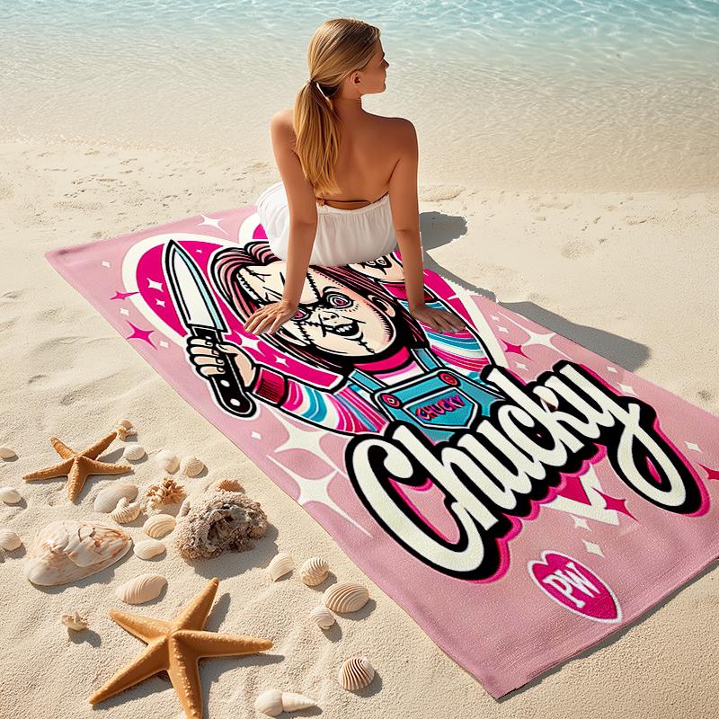 1pc Chucky3 Beach Towel, Comfortable and Thick, and Swimming/Bath/Picnic/Camping Towel, Suitable for Seaside Beaches