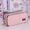 Large Capacity Three-Layer Pencil Case with Color Blocking - Multi-functional Stationery Box for Students