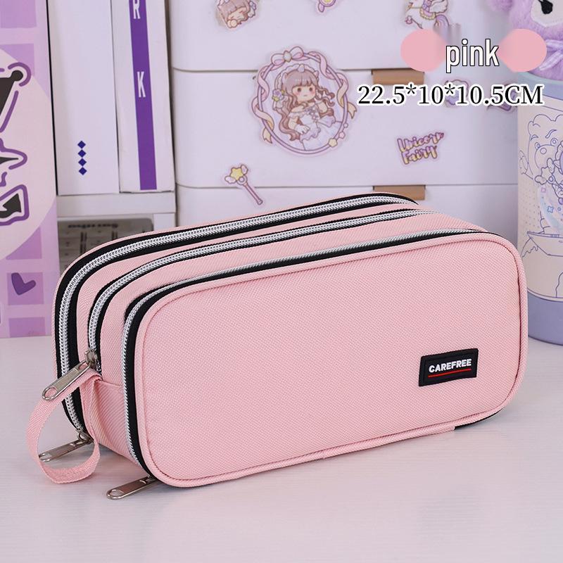 Large Capacity Three-Layer Pencil Case with Color Blocking - Multi-functional Stationery Box for Students