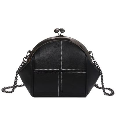 Harujio Gamaguchi Shoulder Bag, Women's, Gamaguchi Bag, Gothic Shoulder Bag, Black, Gothic Style, Mode Style, Dark, Korean Style, Stylish, Cute