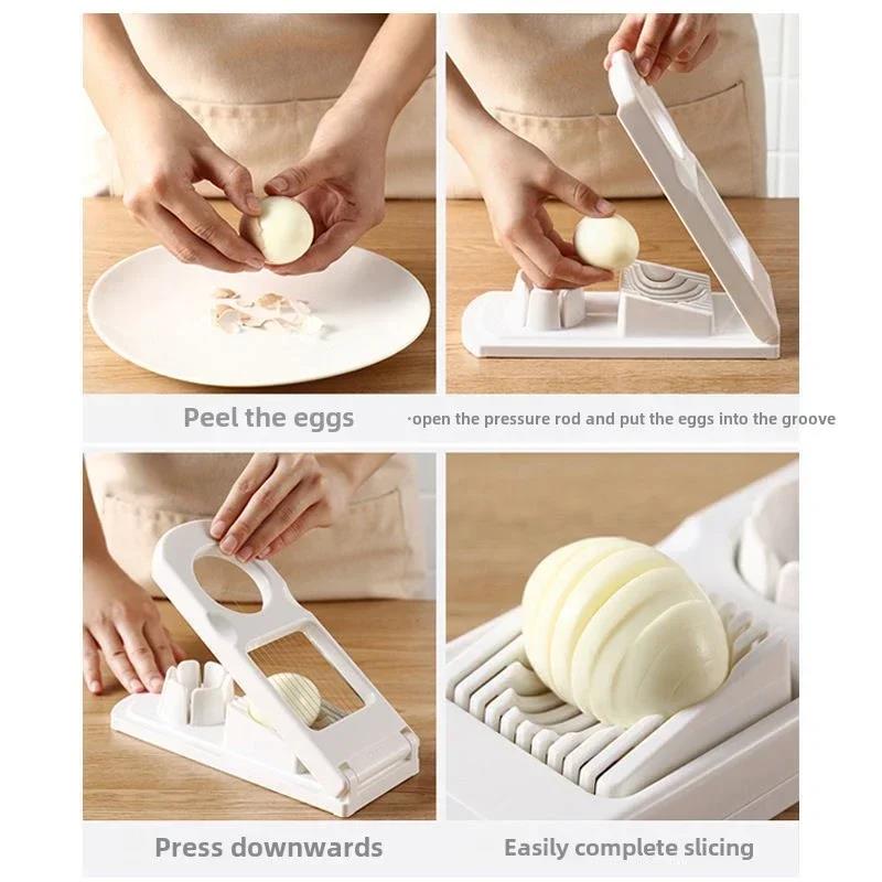 Multi Functional Kitchen Ingredient Fancy Egg Cutting Small Tool for Home Use Convenient 2-in-1 Stainless Steel Egg Slicer 2