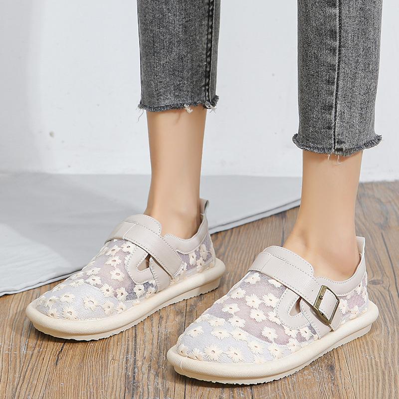

Fashion Retro Fisherman Shoes Summer Fashion Casual Women Flat Shoes Buckle Lace Mesh Breathable Comfort Tennis Women Covered Toe Shoes 41 абрикосовый