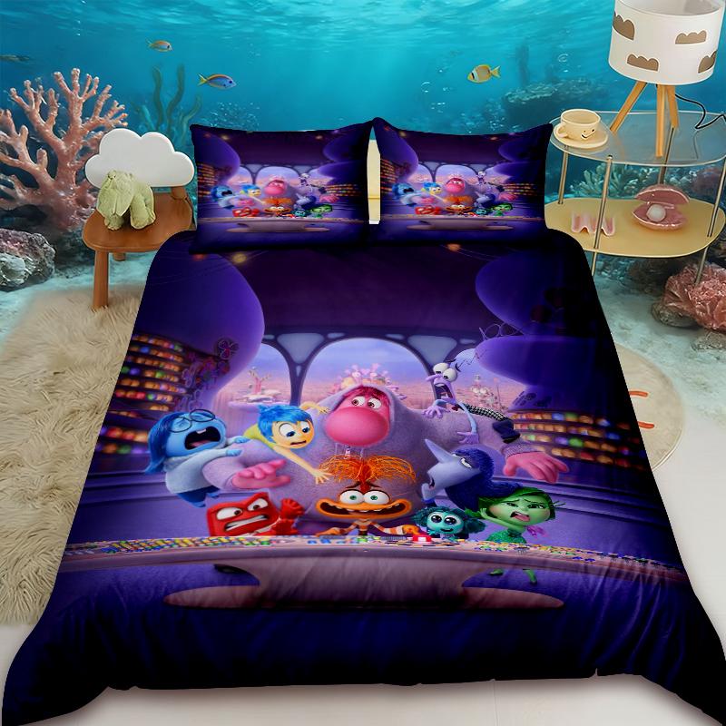 Inside Out Cartoon Duvet Cover Anime Bedding Set Quilt Cover with 2 Pillocase Queen King Full Bedroom Decor