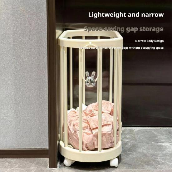 Dirty Clothes Basket with Wheels Large Capacity Moisture-Proof Versatile Slim Clothes Hamper Organizer with Sturdy Metal Frame