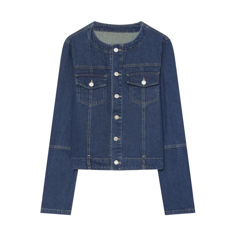 Womens Denim Jacket Mini Skirt Set Casual Outfit Sweet Chic Style Long Sleeve Pure Color Ensemble