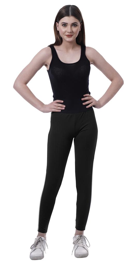 Moomaya High Waist Leggings For Women Side Strips Soft Workout Yoga Pants