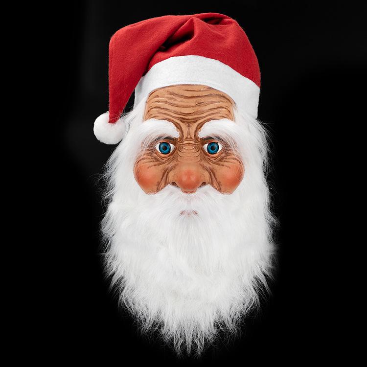 Halloween-Maske, Latex-Kopfbedeckung, Latex-Kopfbedeckung im Weihnachtsmann-Stil, Maske eines alten Mannes mit weißem Bart, Weihnachtsfeier