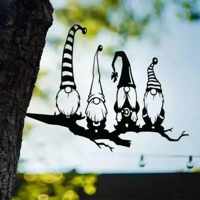 1 stuks Tak Kabouters Boom Kunst – Scandinavische Tomte & Gonk Elf Metalen Beeld voor Charmante Tuindecoratie