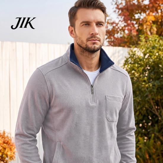 Activewear Men Quarter Zipper Pullover Sweatshirt, Mock Neck Long Sleeve Casual Lightweight Athletic Tops Shirt, Loose Fit Fall Winter for Workout