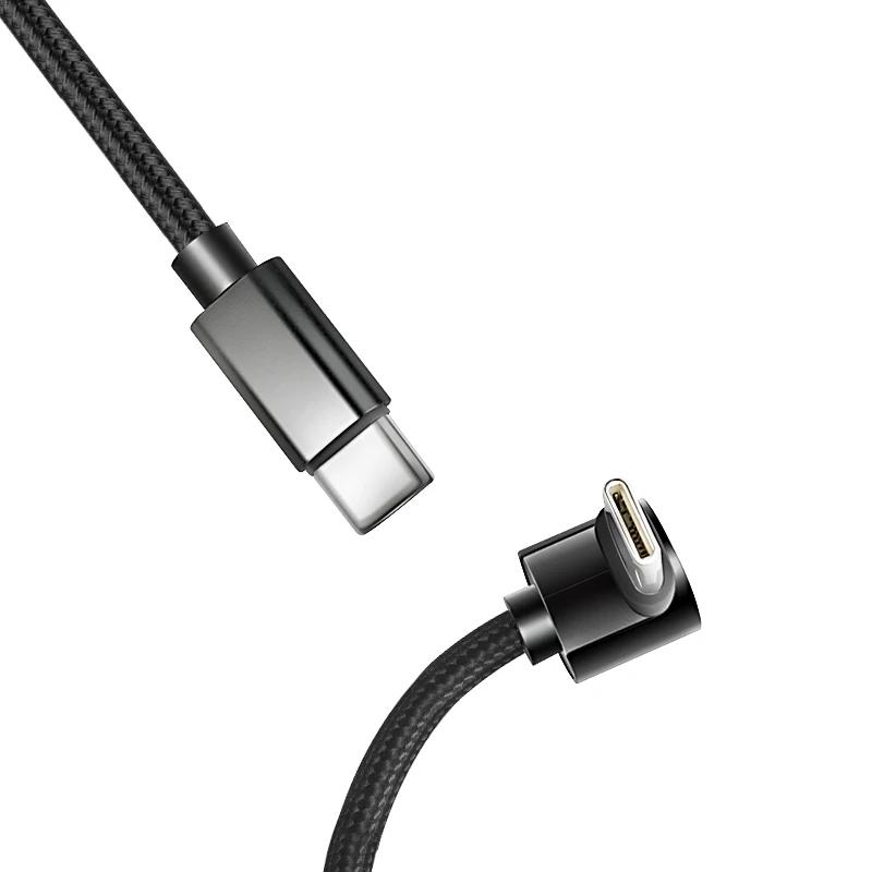 Cavo Dati Intrecciato in Nylon da 60W Tipo C Linea Angolo a 90 Gradi Cavo USB C a USB C PD per 17 Pro Samsung Cavi di Ricarica Rapida