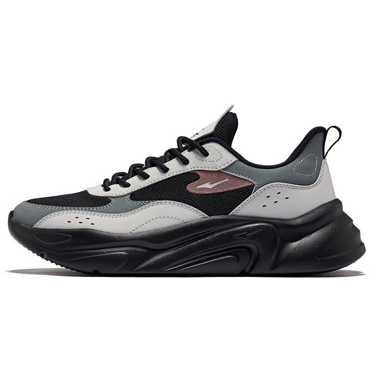 Hongxing Erke Comfortable Retro Trend Durable Breathable Non-Slip Low-Top Casual Shoes Men sneaker Black Cloud-Gray 51125202476-005
