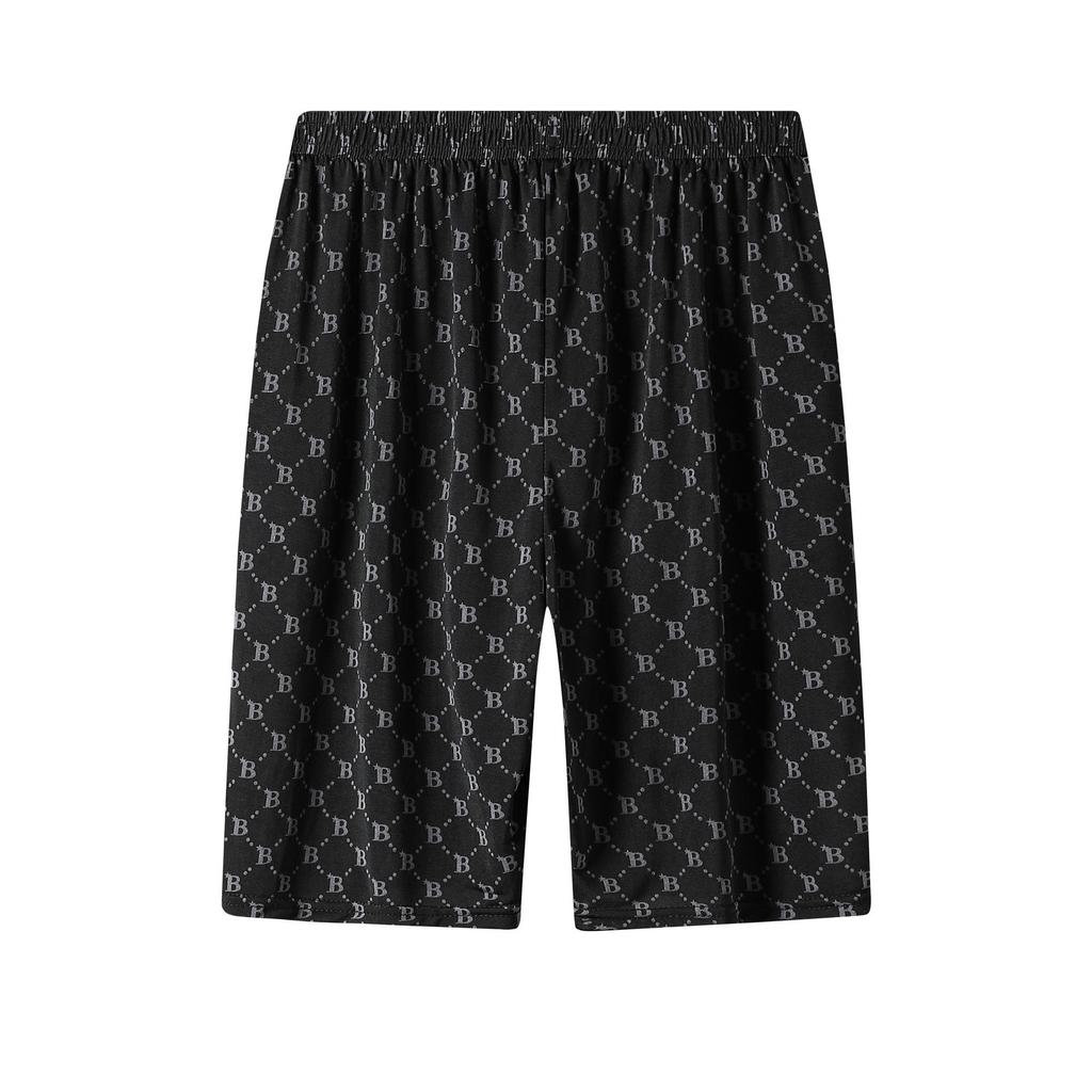 Herren Sommer Eis Seide Buchstaben B Print T-Shirt und Shorts Set - Leicht, Weich, Bequem, Kurzarm.