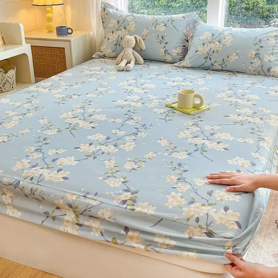 

100% хлопок мягкая простыня на резинке + 2 наволочки постельное белье с рисунком в виде цветка простыни с эластичной двойной кроватью размера «queen-size» 160cmx200cmx30cm