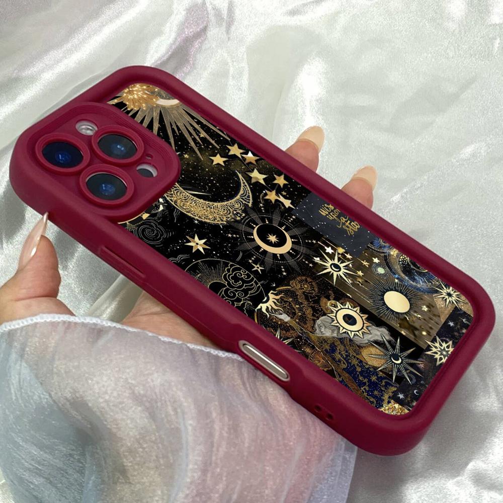 JT502 Spazio Sole Luna e Stelle per iPhone 17 16 15 14 13 12 Pro Max Samsung S26 S25 Ultra A17 A07 A56 A16 A06 A05 Xiaomi 15T Redmi 15c 14C Custodia Morbida