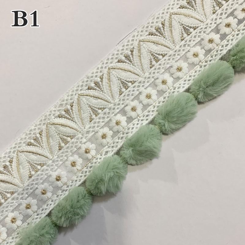 2/4/6 Meter Pompon Kugel Quaste Fransen Spitze Besatz Band Applikation Stoffbesatz Kante Vorhang Sofa Deko DIY Polsterung