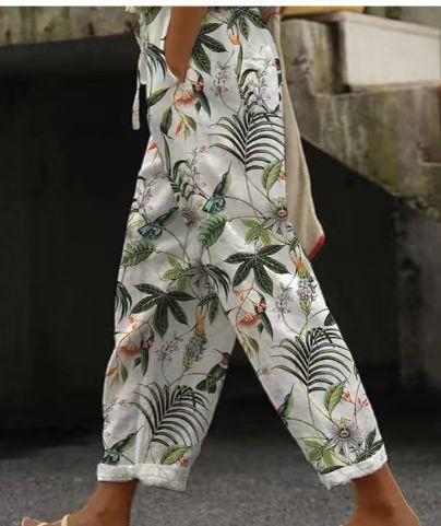 2025 Amazon's New Temperament Commuter 3D Digital Printing, Cotton and Linen Simple Crimped Casual Pants Can Be Printed