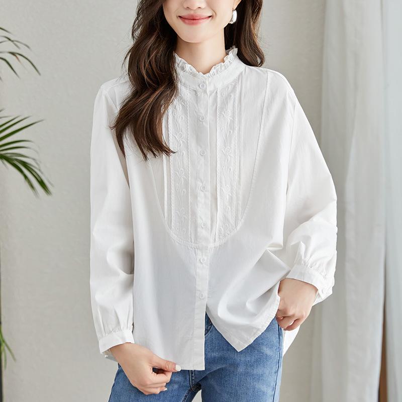 New French Sweet Long-sleeved White Shirt for Autumn
