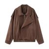 Womens Oversized Faux Suede Jacket 2025 Streetwear Long Sleeve Zip-Up Coat In Brown Shades