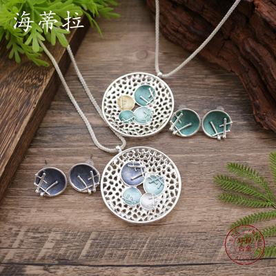 Neues Emaille-Blumen-Ohrstecker-Anhänger-Set, modische und hochwertige Damen-Vielseitigkeits-Blumenkette