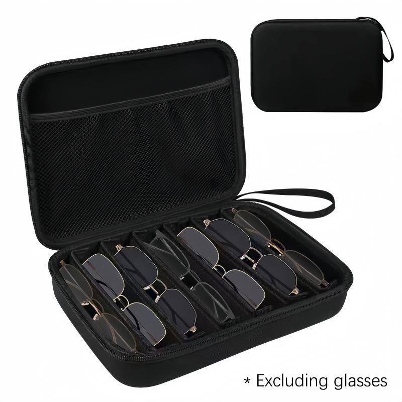 Portable Glasses Case with 6/7 Adjustable Compartments – Travel Storage Box for Eyeglasses, Sunglasses Sunglasses Case