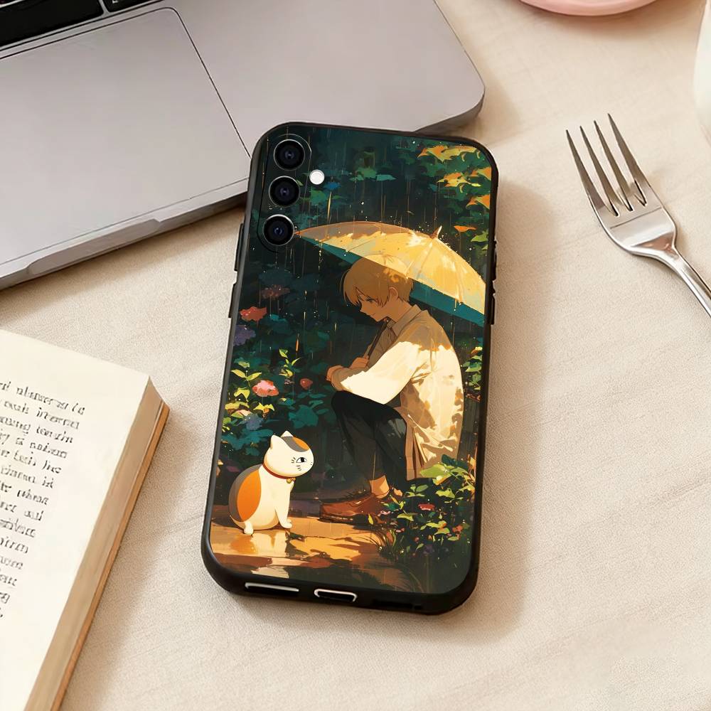 Natsume Y-yuujinchou Takashi Phone Case Black Silicone Soft For Samsung Galaxy A73,A72,A71,A70,A53,A52,A51 Samsung a22 5g