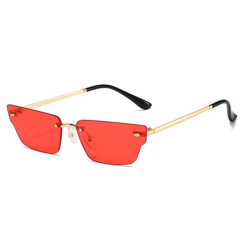 New trimmed square sunglasses European and American fashion trend sunglasses female Internet celebrity street shooting style frameless sunglasses