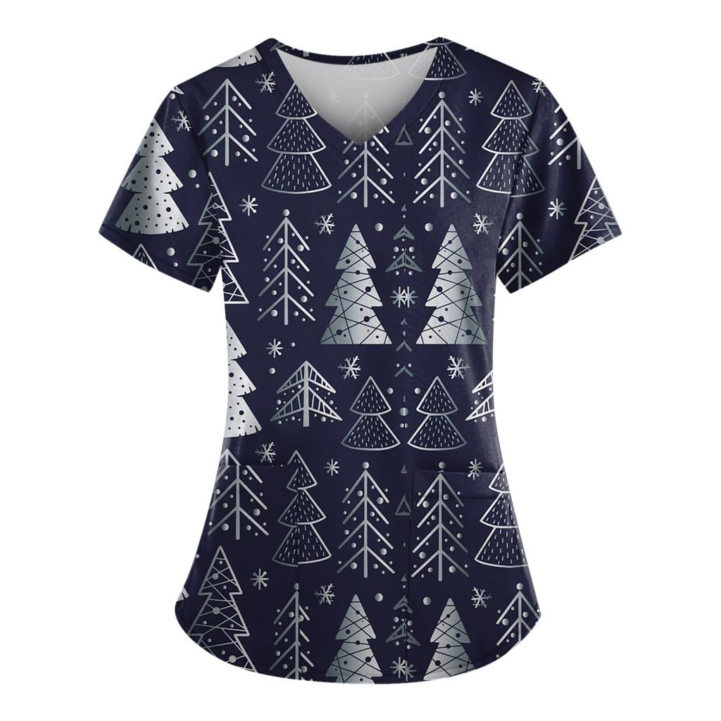 Combinaison de travail de protection à col en V pour femme avec haut imprimé décontracté et tendance