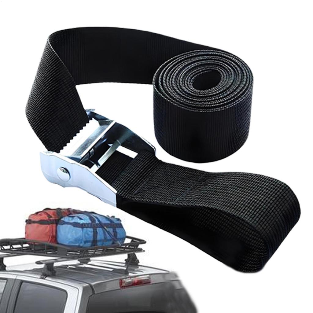 1m Black Tie Down Strap Strong Ratchet Belt Luggage Bag Cargo Lashing With Metal Buckle Outdoor Tools