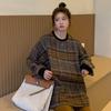2023 Retro Hong Kong Color Block Wool Hoodie: Women's Loose Casual Round Neck, Autumn/Winter