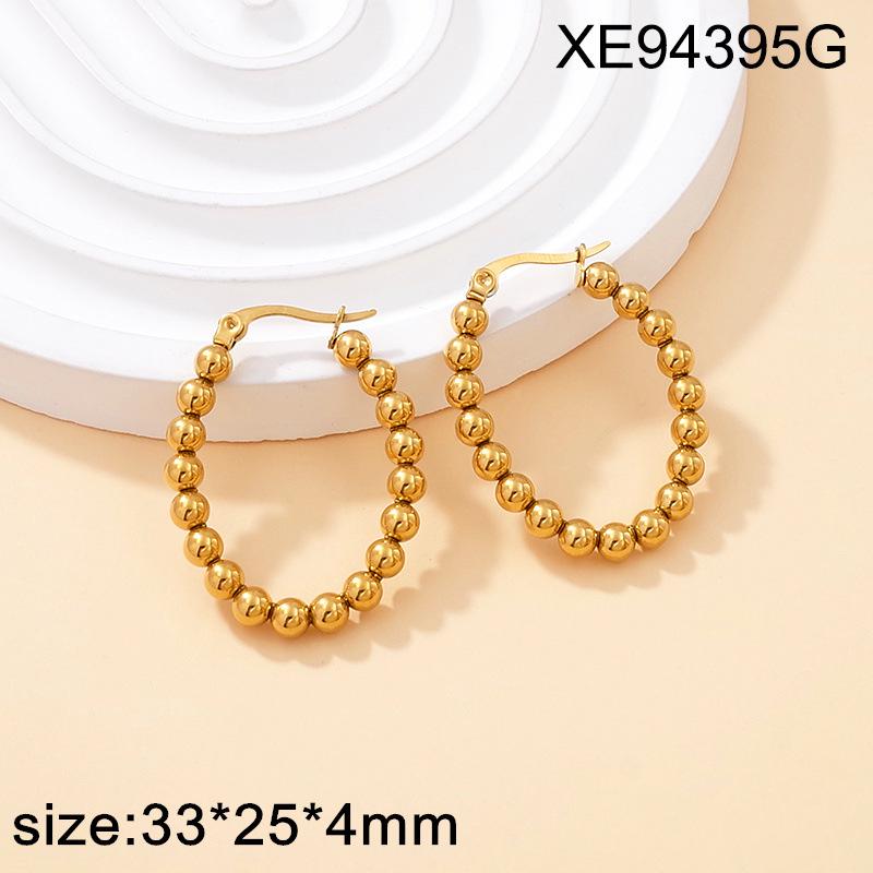 Gold Plated Geometric Titanium Steel Earrings for Women: Simple & Versatile Hot-Selling Accessories