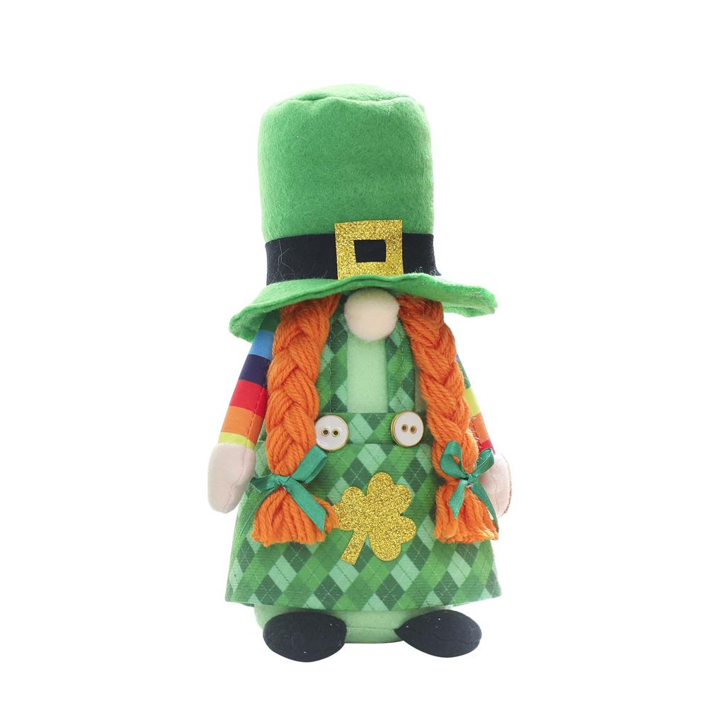 Saint Patrick's Day Gnome Irish Hat Doll Tier Tray Decor Gnomes Ornament for Dormitory Bedroom Tabletop Decorations