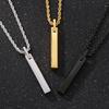 Vertical Bar Pendant Necklace Stainless Steel Engraved Geometric Charm Jewelry