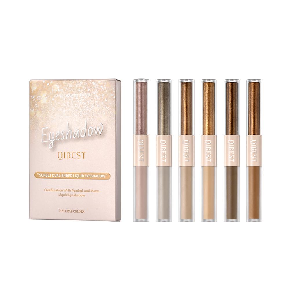 

6 шт. двусторонние жидкие тени для век, перламутровые матовые тени для век, тонкий мерцающий блеск, естественный осветляющий хайлайтер, жидкий набор теней для век 6pcs/Set