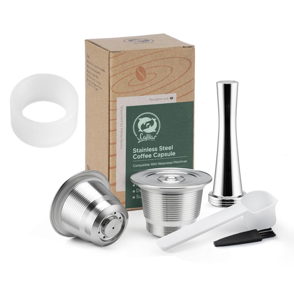 Para Cápsula de Café Reutilizável Nespresso Pod com Filtro Reutilizável com Anel Dosador Compactador Acessórios Ferramentas para Máquina de Café