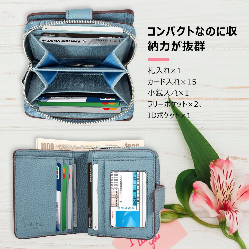 Belleza Eterna Women's Bifold Wallet, Certified Genuine Leather, Anti-Skimming, Compact and Lightweight, with Coin Purse and Card Slots, Perfect as a