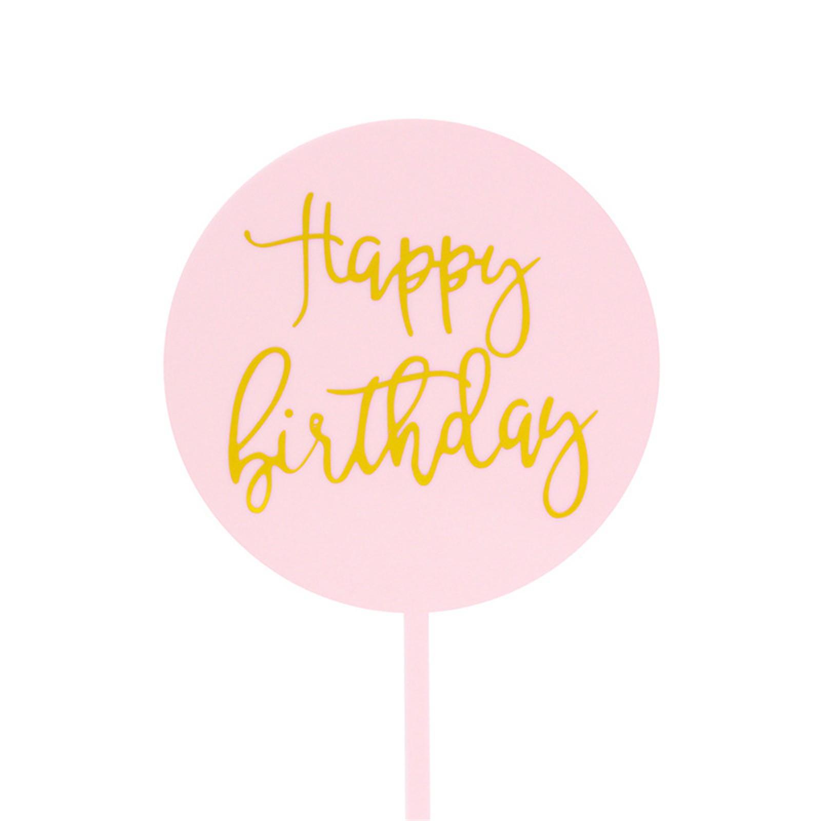 

Креативний акриловий металевий топпер для торта з днем ​​народження для прикраси торта до дня народження Торт топпер прапори для весілля, дня народження, декор для вечірки One Size рожевий