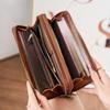 New RFID men's business wallet, stylish double zipper long wallet, vintage large capacity clutch