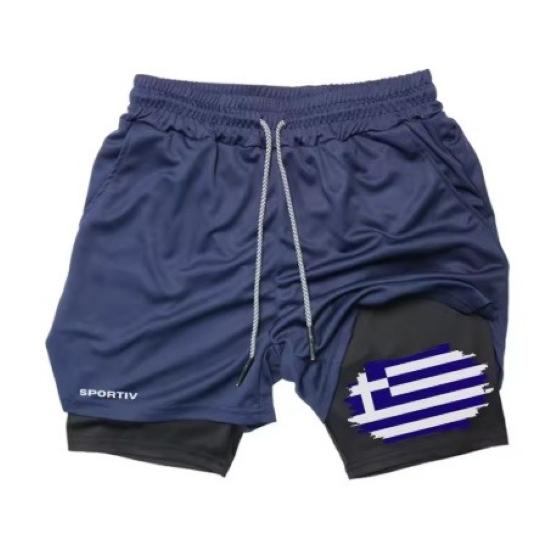 Greece Flag Camouflage Muay Thai Kick Boxing Shorts Men Women Unisex Casual Sportswear Double Layer Quick Dry Training Sport Gym Fitness Workout