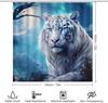 Moon White Tiger Shower Curtain Sets With Rugs Toilet Lid Cover And Bath Mat Fantasy Wild Animals Forest Shower Curtains With 12