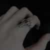 Gothic Red Crystal Cross Geometry Open Rings for Women Y2k Punk Creative Grunge Jewelry Accessories Gift