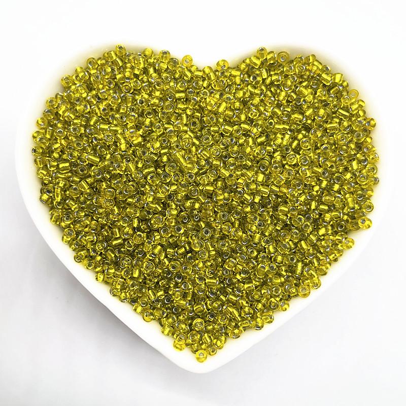 450g/Beutel 2mm 3mm 4mm Effekt der Silberfarbe Gefütterte Charms Glas-Samenperlen DIY Armbandperlen für Schmuckherstellung Zubehör